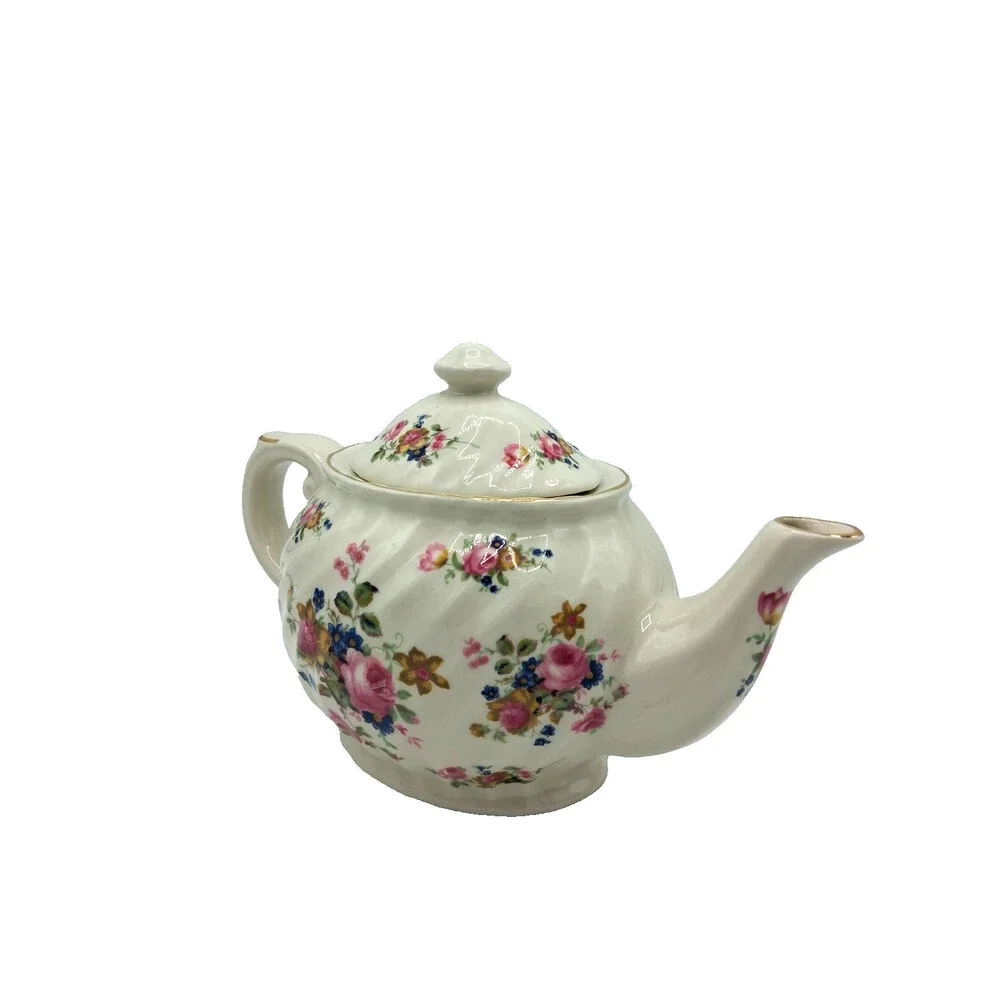 Vintage Collectible Staffordshire Fine Ceramic Floral Pattern Teapot - Picture 2 of 15